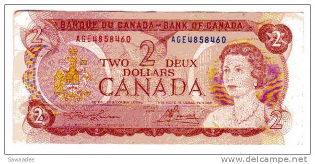BILLET CANADA - P.86a - 1974 - 2 DOLLARS - ELIZABETH II - CHASSEURS INUIT - Kanada