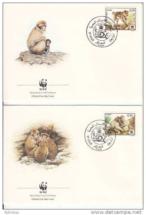 Algeria Set Of 4 FDCs Scott #872-#875 World Wildlife Fund - Barbary Apes Macaca Sylvanus - Algérie (1962-...)