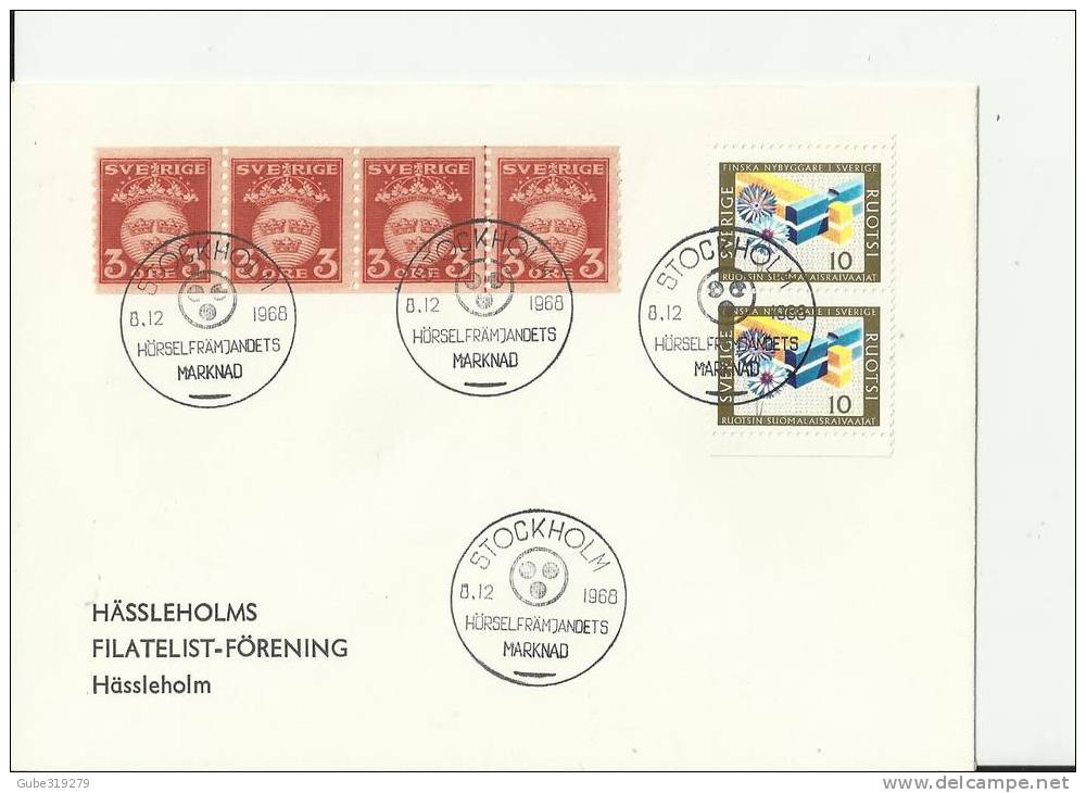 SWEDEN 1968 - FDC HEARING ASSOCIATION MARKET  W 6  STS 0F 4 OF 3 ORE - 2 OF 10  ORE  POSTM STOCKHOLM  DEC 8 RE 2036 - FDC