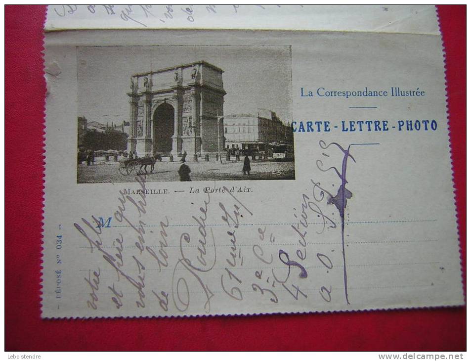 CARTE LETTRE PHOTO  LA CORRESPONDANCE ILLUSTREE 13 MARSEILLE LA LA PORTE D'AIX   VOYAGEE - Ohne Zuordnung