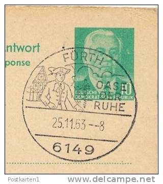 Oase Der Ruhe FÜRTH 1963 Auf DDR P70 II A Antwort-Postkarte ZUDRUCK BÖTTNER #1 - Other & Unclassified