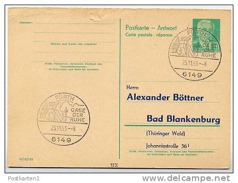 Oase Der Ruhe FÜRTH 1963 Auf DDR P70 II A Antwort-Postkarte ZUDRUCK BÖTTNER #1 - Other & Unclassified