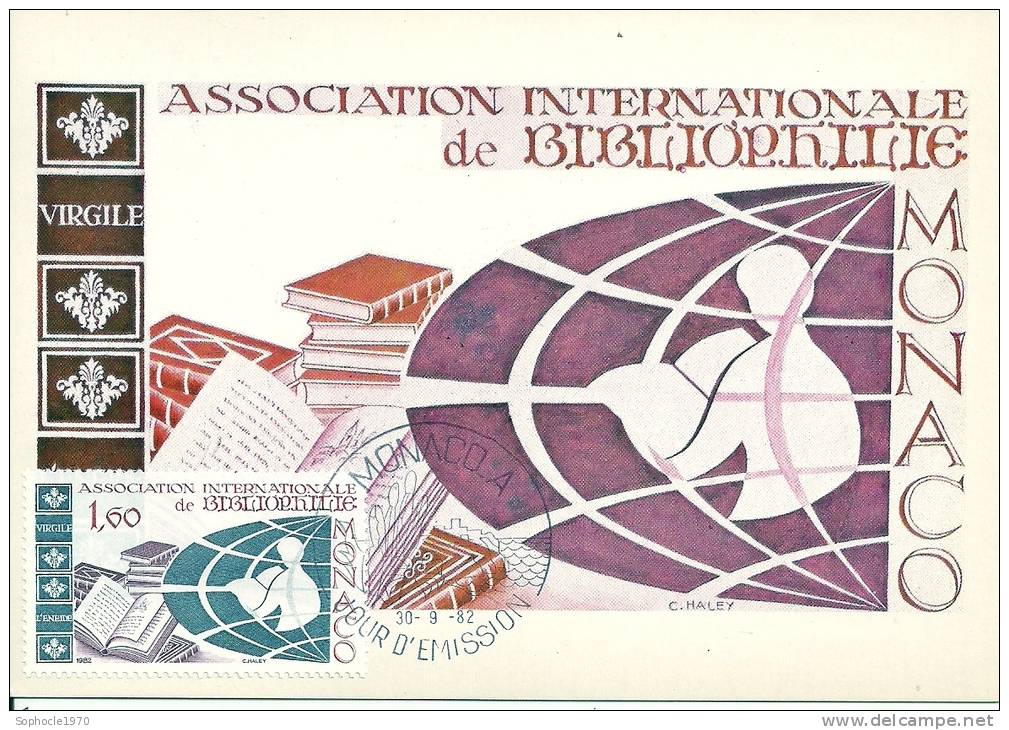 MONACO - Association Internationale De Bibliophilie - Timbre Et Tampon Jour D'émission 1982 - Cartes-Maximum (CM)