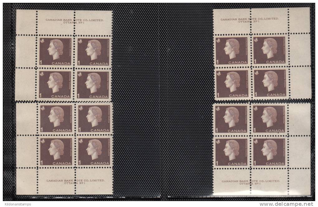 Canada 1962-1963 Cameo Full Set, Corner Plate Blocks, Mint No Hinge (see Desc), Sc# 401-405 - Numeri Di Tavola E Bordi Di Foglio