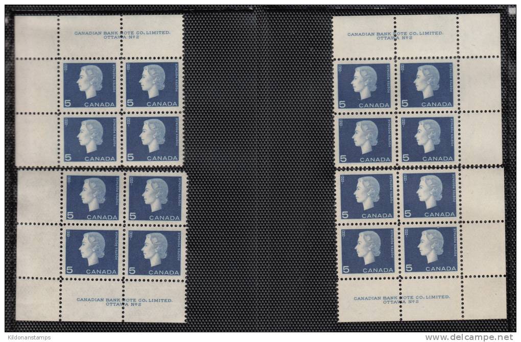 Canada 1962-1963 Cameo full set, corner plate blocks, mint no hinge (see desc), Sc# 401-405