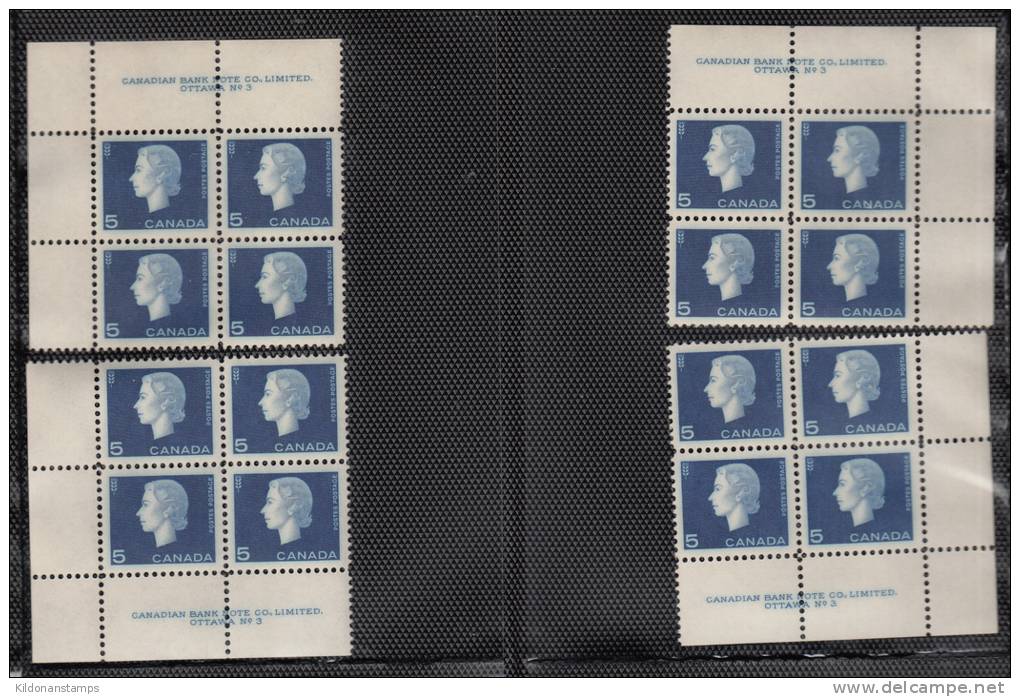 Canada 1962-1963 Cameo full set, corner plate blocks, mint no hinge (see desc), Sc# 401-405