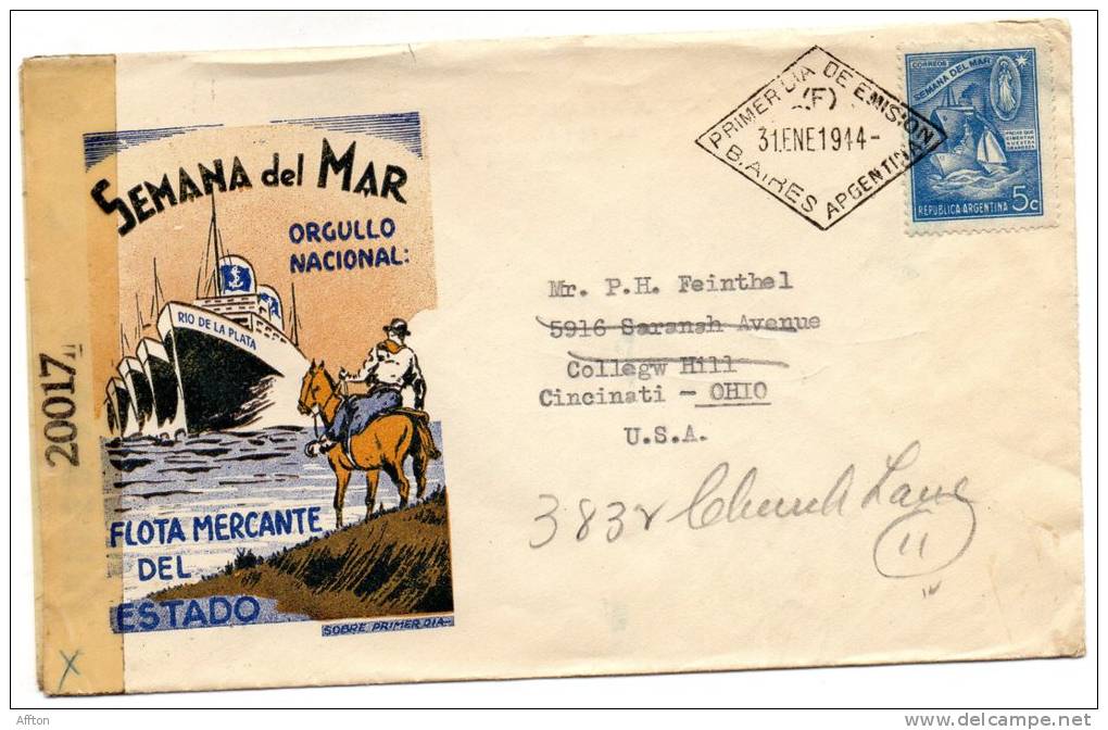 1944 FDC Censored Mailed To USA - FDC
