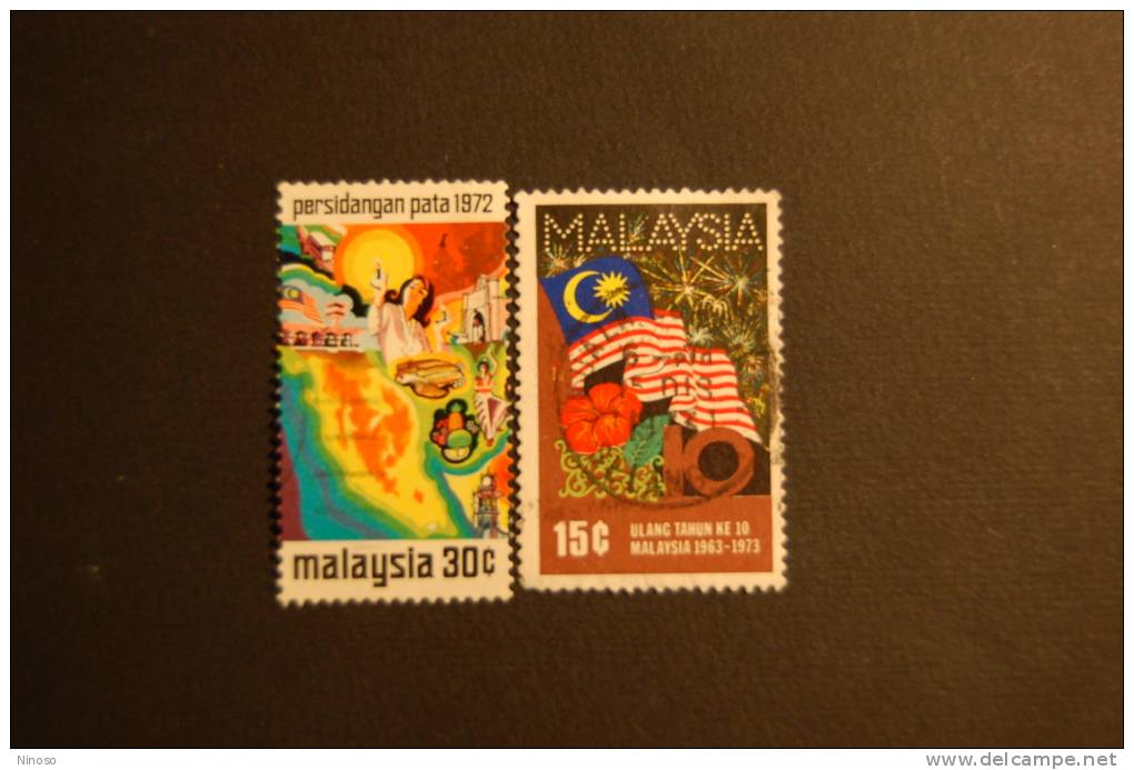 MALESIA 2 VALORI USATI - Maleisië (1964-...)