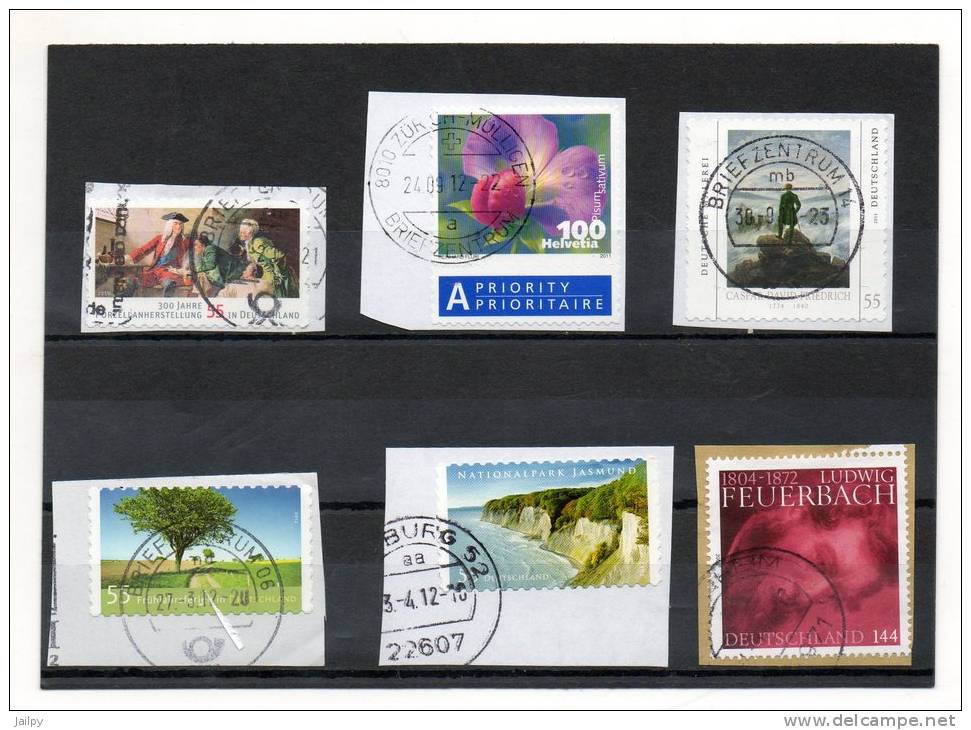 ALLEMAGNE    6 Timbres    Année 2004 à 2012     ( Sur Fragment Oblitérés) - Gebraucht