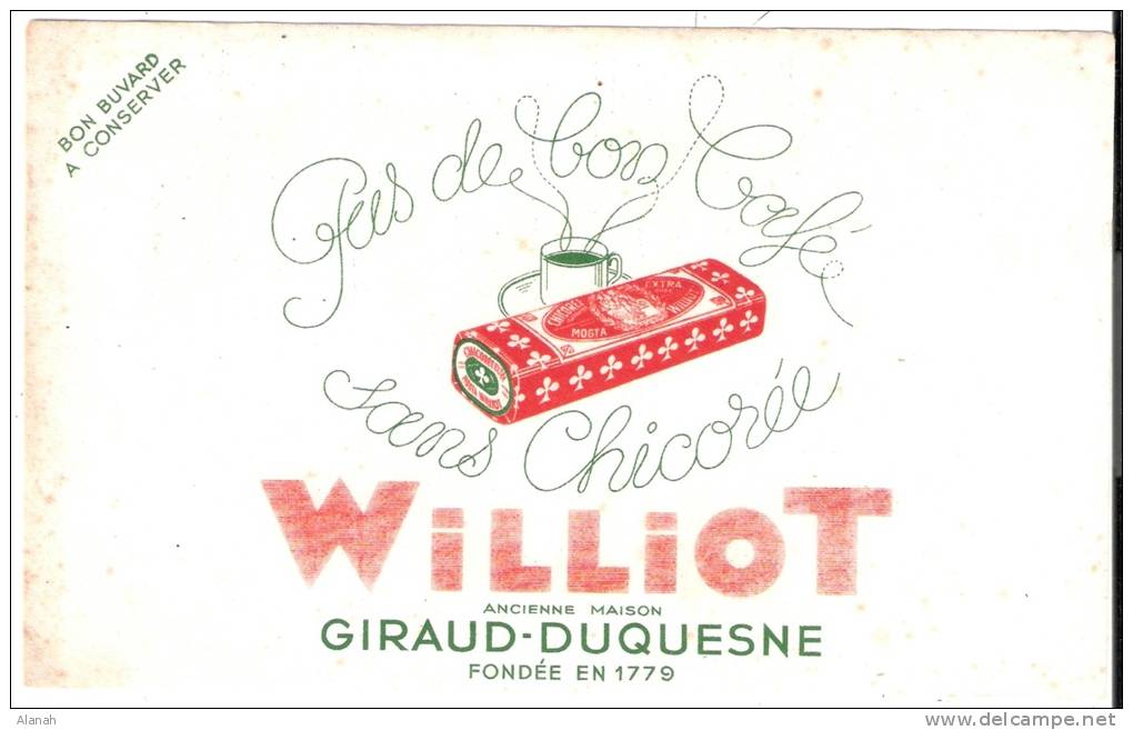 Buvard "WILLIOT" Giraud-Duquesne Chicorée - Café & Thé