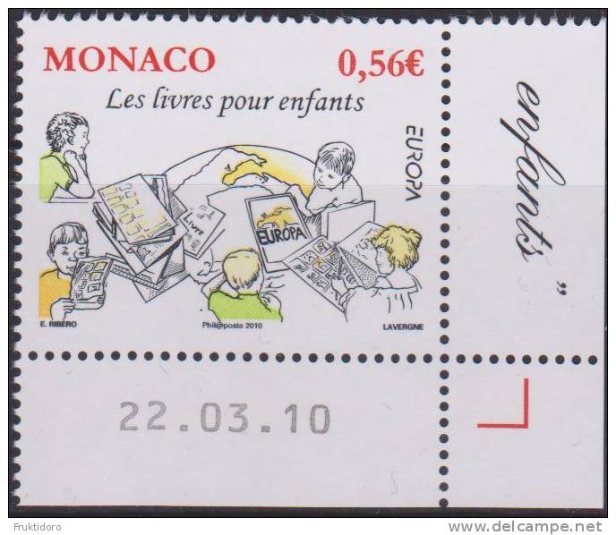 Monaco Mi 2995-2996 Europe: Children's Books - Children Reading - Globe - Boy Reading -  Text Pages - Map - 2010 * * - Unused Stamps