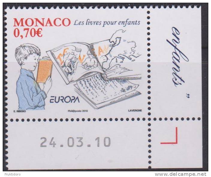 Monaco Mi 2995-2996 Europe: Children's Books - Children Reading - Globe - Boy Reading -  Text Pages - Map - 2010 * * - Unused Stamps