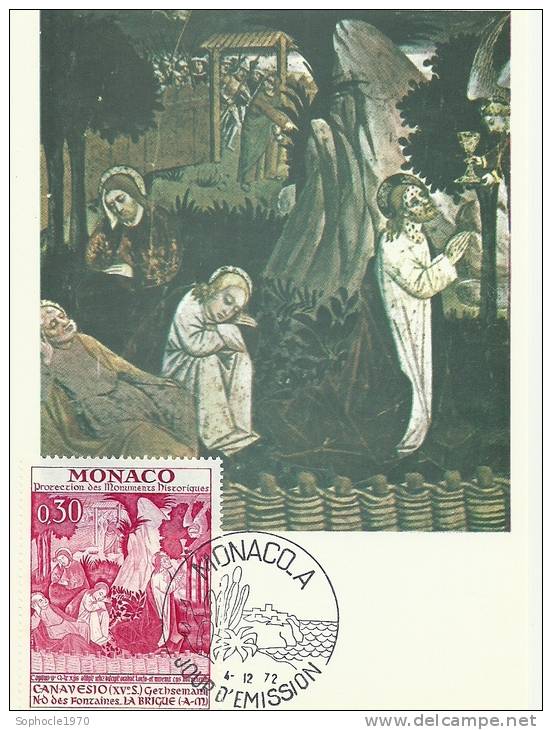 MONACO - Notre Dame Des Fontaines - La Brigue -Timbre Et Tampon Jour D'émission - Maximum Cards