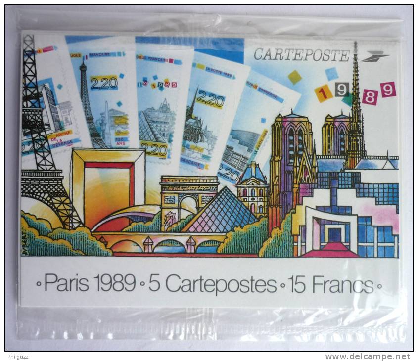 FRANCE LOT De 5 ENTIERS POTAUX DIFFERENTS ENTIER POSTAL - PARIS 1989 - 5 EP NEUFS DANS SACHET D´ORIGINE - Collections & Lots: Stationery & PAP