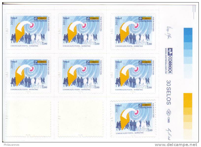 Brésil,  Fragment De Feuillet De 7 Timbres Autocollants, La Comminication Postale, Comunicaçao Postal - Nuovi