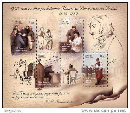 Russia 2009 200th Birth Anniversary Of Gogol Writer S\S Of 4v MNH NEW - Blocs & Feuillets