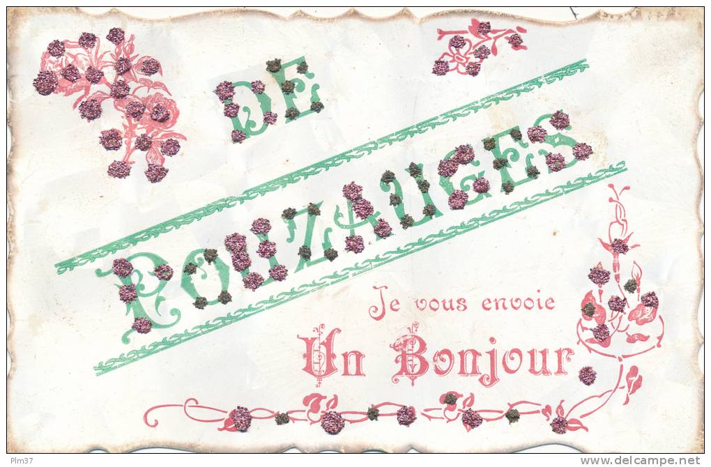 POUZAUGES - Carte Souvenir Rehaussée De Strass - Pouzauges