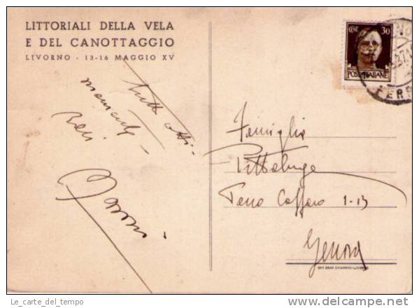 Cartolina Littoriali Della Vela E Canottaggio LIVORNO 1937 Ill.Pumo (fascismo) - Manifestazioni