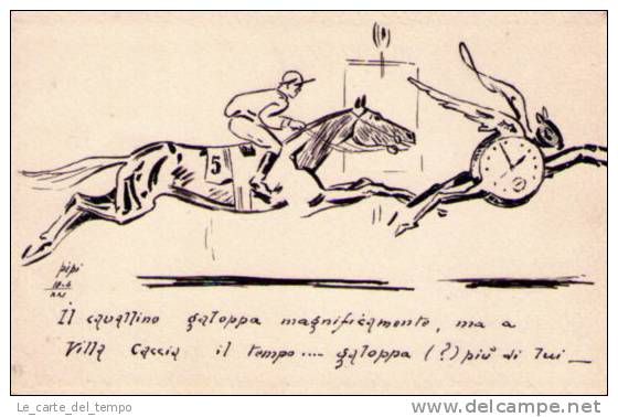 Cartolina/cartoncino Dipinto A Mano Ippica  Ill.Pipi 1948 - Horse Show