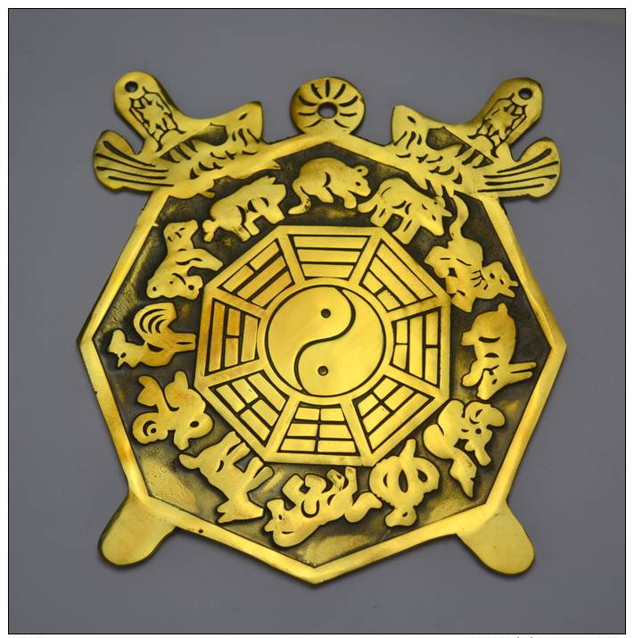 Chinese Taoist Brass Feng Shui Taiji Bagua Bronze. Ward Off Evil And Exorcism.  0088 - Chine