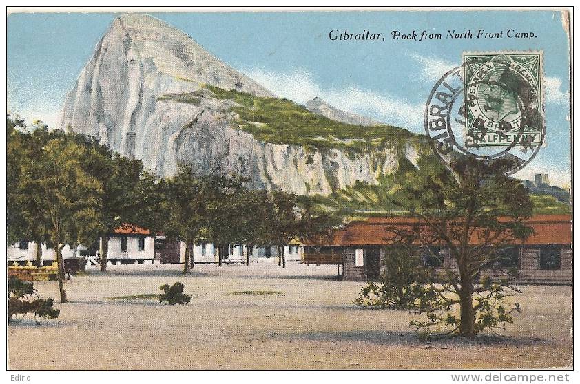 -rOYAUME UNI - Gibraltar, Rock From North Front Camp - STAMPED Not Written, - Gibilterra