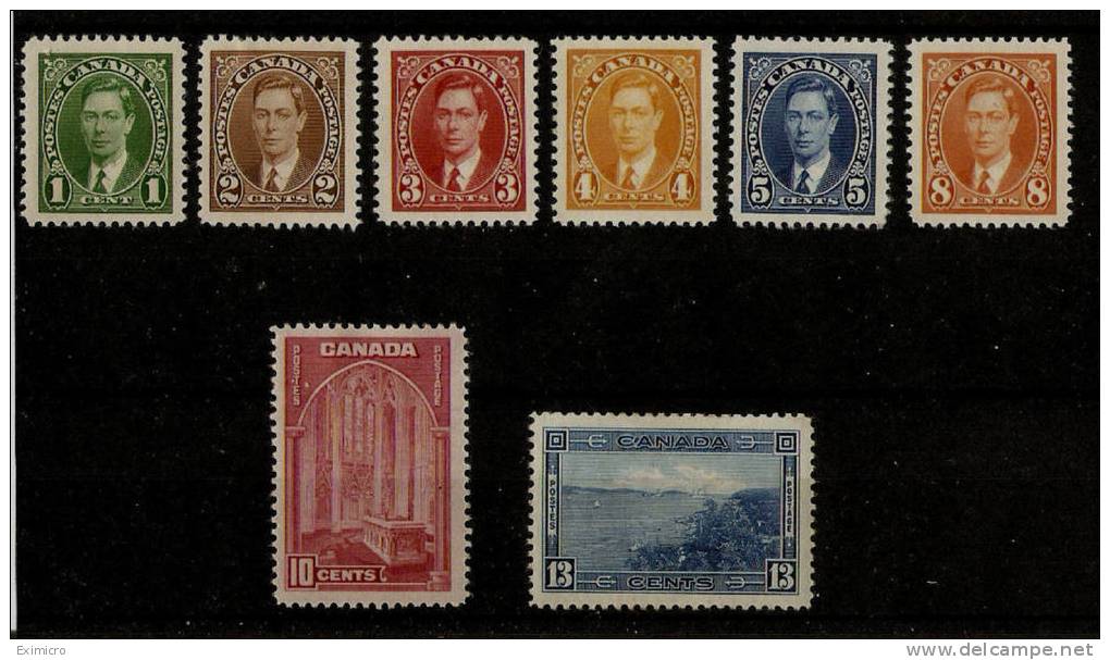 CANADA 1937 - 1938 SET TO 13c SG 357/364 UNMOUNTED MINT/MOUNTED MINT Cat £66 - Unused Stamps