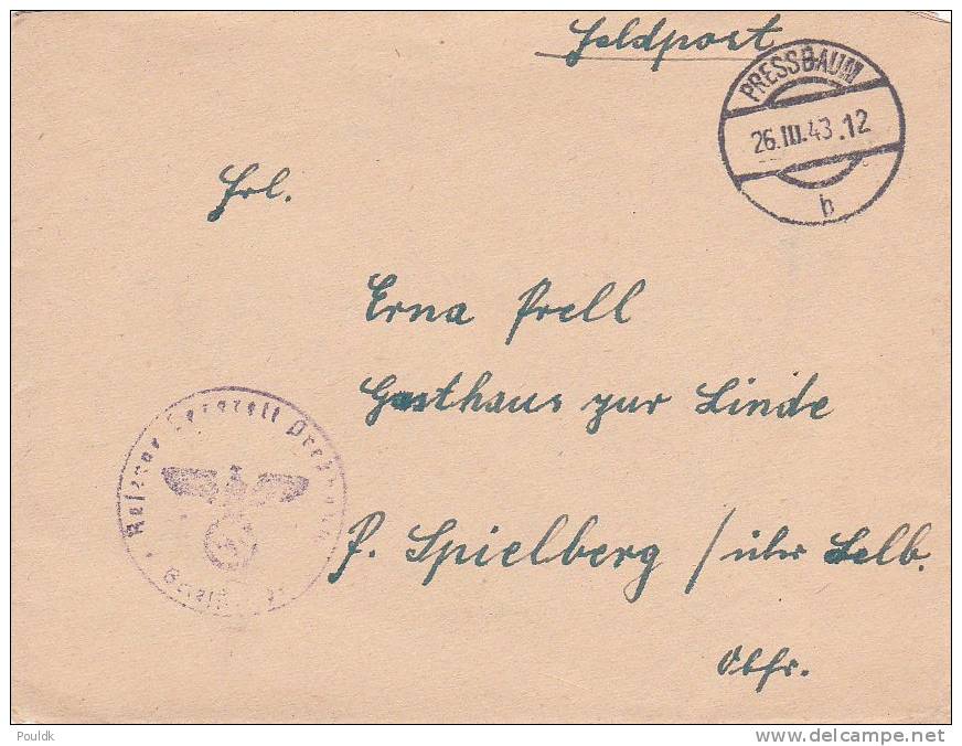 Feldpost WW2: From Reserve Lazarett Pressbaum Dtd Pressbaum B 26.3.1943 - Letter Inside (B407) - Militaria