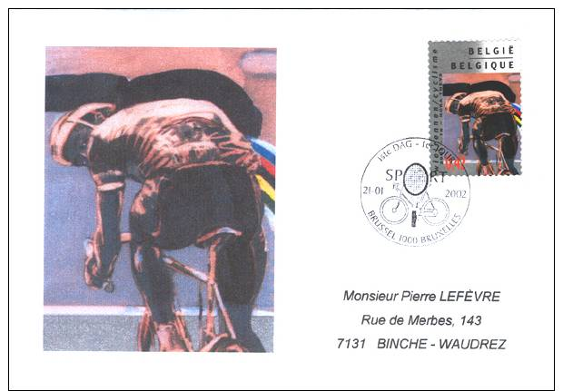 Enveloppe 2002 N° 3052 Avec FDC(1ste Dag-1er Jour) - Cyclisme - 2001-2010