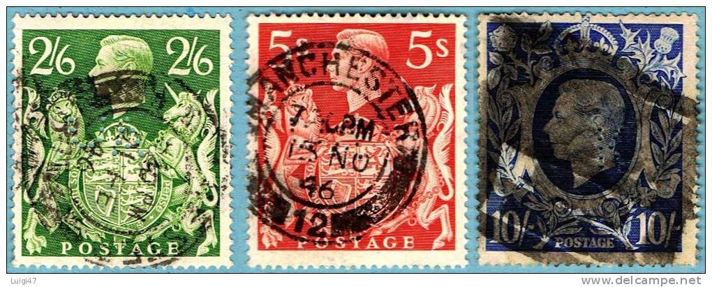 1939   Giorgio VI - Nuovi Valori  N° 224-225-226 - Used Stamps