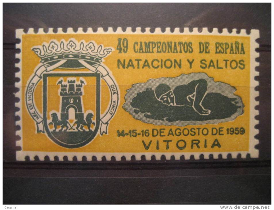 SPAIN Vitoria Alava 1959 High Diving Plongeon Swimming Pool Natation Schwimmen Swim Poster Stamp Label Vignette Vi&ntild - High Diving