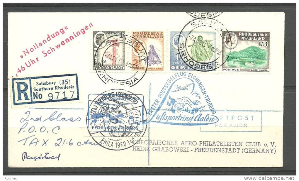 1960. Rodesia A Alemania. Sobre Circulado Por Correo Certificado - Rodesia & Nyasaland (1954-1963)