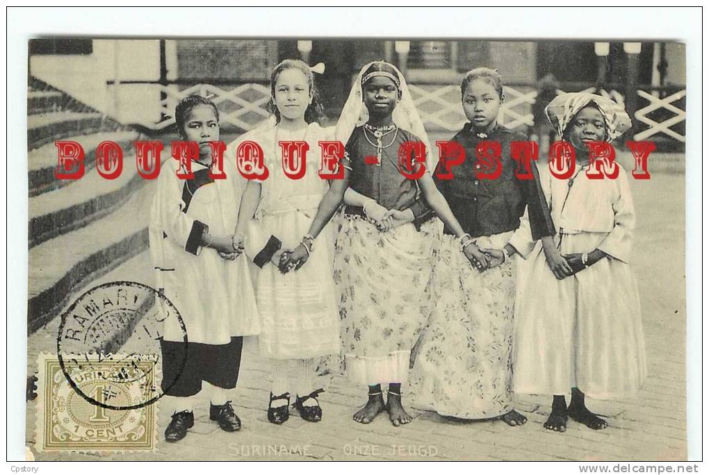 SURINAM  < Onze Jeugd - Groupe De Fillettes - Little Girl - Ancienne Guyane Néerlandaise - Netherland - Dos Scanné - Surinam