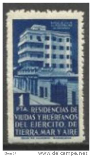 4014-RARO SELLO FISCAL O VIÑETA HUERFANOS HOGAR VIUDAS Y HUERFANOS DE LOS 3 EJERCITOS,TIERRA MAR Y AIRE.   RARE STAMP TA - Revenue Stamps