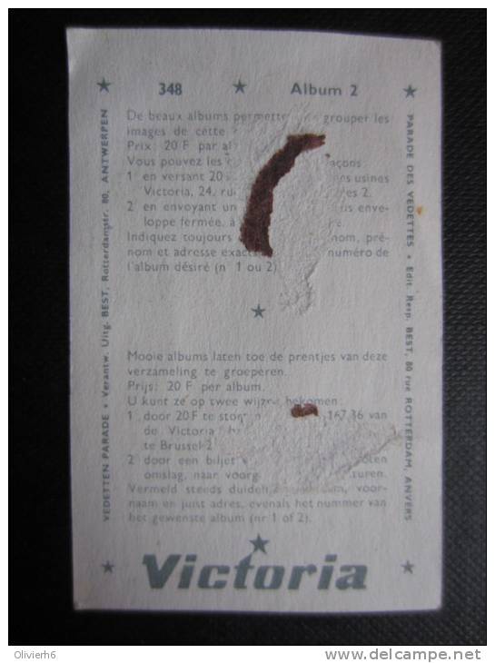 CHROMO Chocolat VICTORIA (M33) PARADE DES VEDETTES (2 Vues) N° 348 Lucien GHELLYNCK Football LA GANTOISE - Victoria