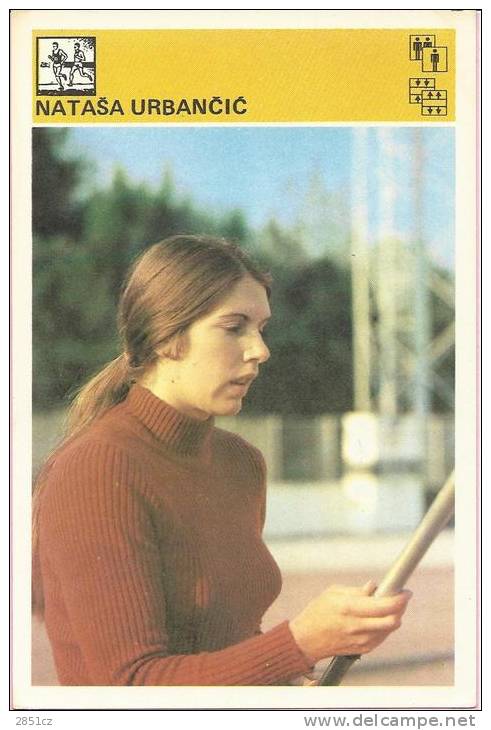SPORT CARD No 143 - NATAŠA URBAN&#268;I&#262; (Natasa Urbancic), 1981., Yugoslavia, 10 X 15 Cm - Atletiek