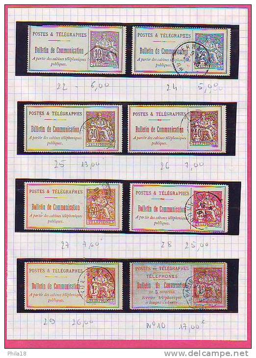 LOT DE 8 DE BULLETIN DE COMMUNICATION N° 22 / 24 / 25 / 26 / 27 / 28 / 29 / 10 /  COTE YVERT  ENVIRON 106.00€ - Telegraph And Telephone