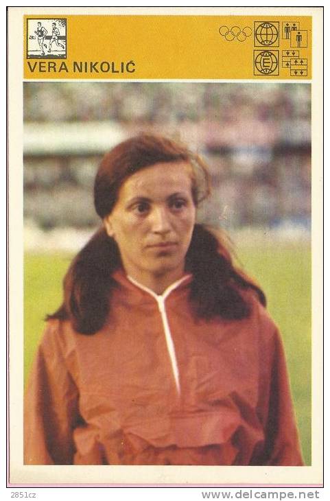 SPORT CARD No 152 - VERA NIKOLI&#262; (Nikolic), Yugoslavia, 1981., 10 X 15 Cm - Athletics