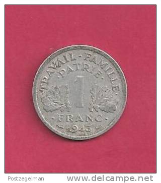 FRANCE 1943, Circulated Coin, VF, 1 Franc Aluminum Km902.1 C 90.043 - Other & Unclassified