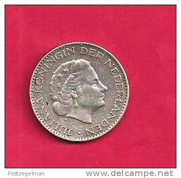 NEDERLAND 1957,  Circulated Coin, XF, 1 Gulden ,  0.720 Silver Juliana  Km184 C90.098 - Zilveren En Gouden Munten