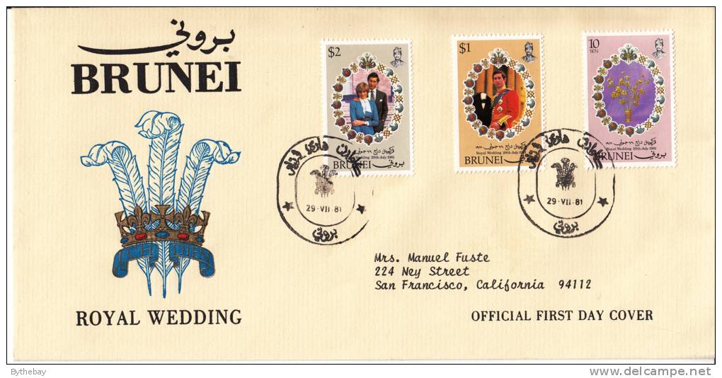 Brunei FDC Scott #268-#270 1981 Royal Wedding Charles And Diana - Brunei (...-1984)