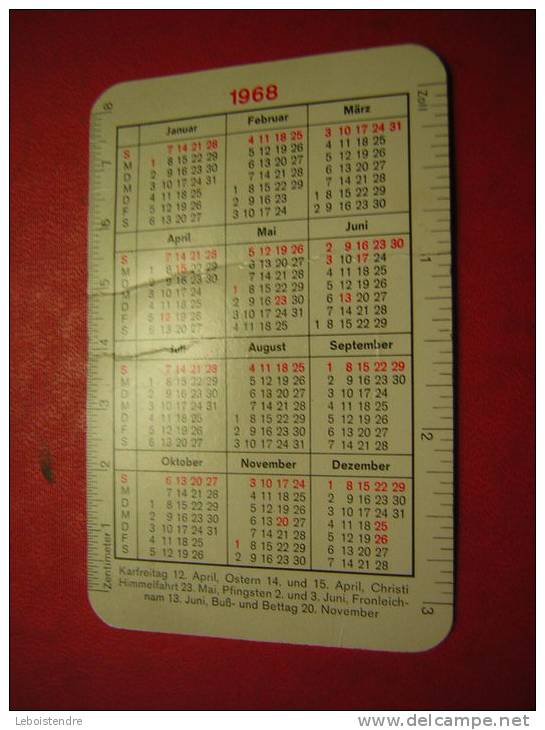 PETIT CALENDRIER  1968  VORSORGE VERSICHERT FAMILIE GESICHERT  VORSORGE LEBENSVERSICHERUNGS AG FILIALDIREKTION 75 KARLSR - Small : 1961-70