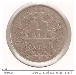 MONEDA DE PLATA DE  ALEMANIA  DE 1 MARK DEL AÑO 1874 LETRA -F (COIN) SILVER,ARGENT. - 1 Mark