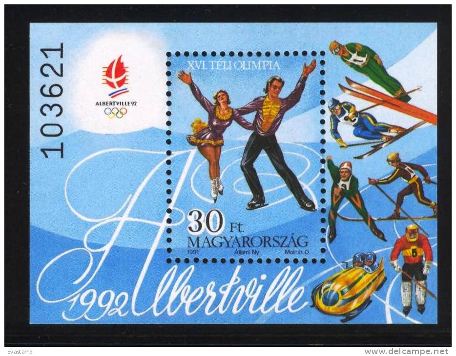 HUNGARY - 1991. Souvenir Sheet - Winter Olympic Games,Albertville/Figure Skating  MNH! Mi Bl.219 - Neufs