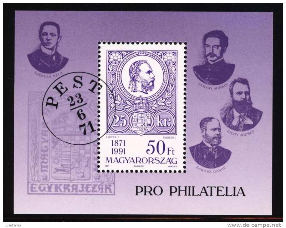 HUNGARY - 1991. Souvenir Sheet - Pro-Philately / First Hungarian Postage Stamp,120th Anniv.  MNH! Mi Bl.220 - Neufs