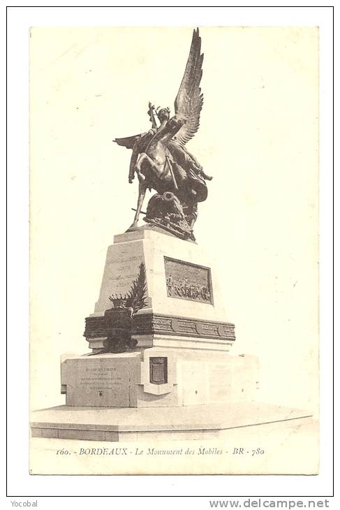 Cp, 33, Bordeaux, Le Monument Des Mobiles, Voyagée 1915 - Bordeaux