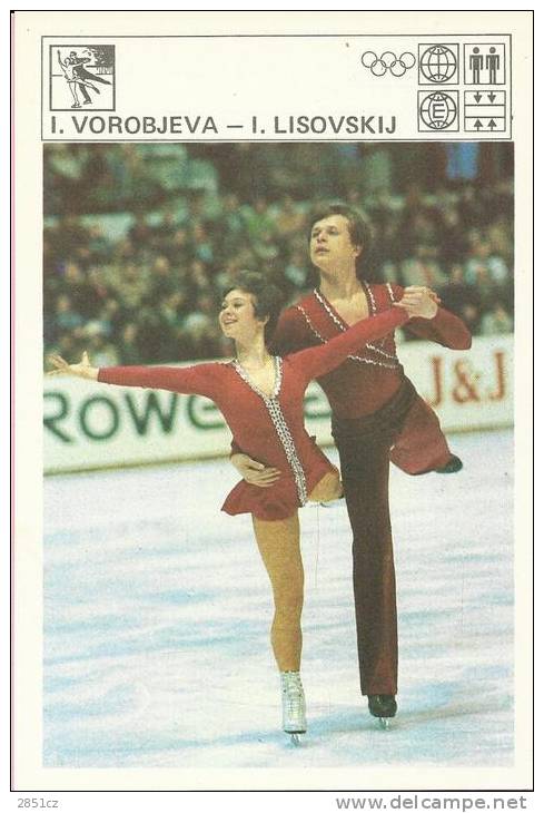 SPORT CARD No 205 - FIGURE SKATING - VOROBJEVA / LISOVSKIJ, Yugoslavia, 1981., 10 X 15 Cm - Eiskunstlauf