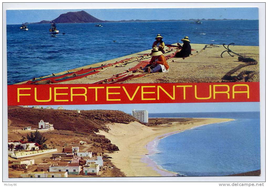 Espagne-FUERTEVENTURA--Corralejo(animée) Y Morro Jable,cpsm 10 X 15 N° 6685 éd  Islas SA - Fuerteventura