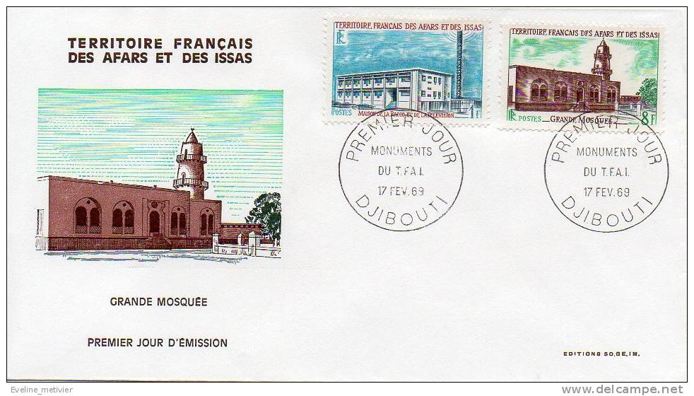 1er Jour AFARS Et ISSAS 1969 Timbres 345 & 346 Grande Mosquée DJIBOUTI - Otros & Sin Clasificación