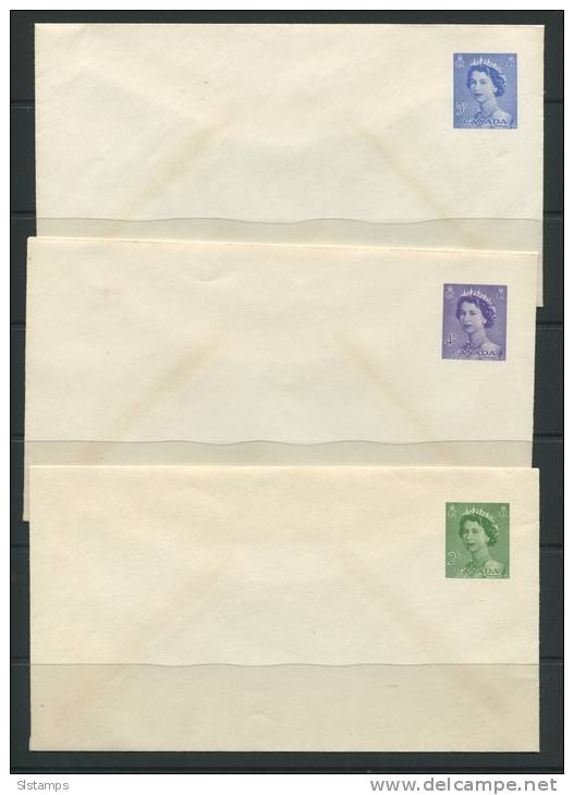 Canada (3) Postal Stationary Covers Unused - Postgeschichte