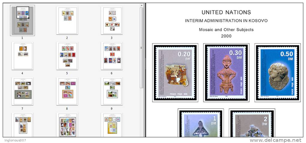 KOSOVO 2000-2011 STAMP ALBUM PAGES (32 Color Illustrated Pages) - Engels